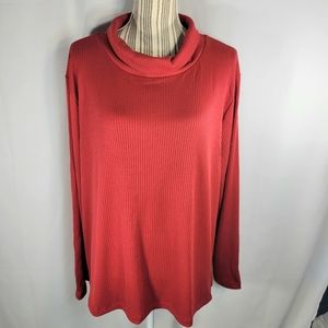 Ava & Viv NWT Red Turtleneck Ribbed Long Sleeve Top Plus Size 2X